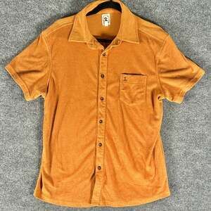 Dandy Del Mar The Tropez Terry Cloth Shirt Large Burnt Sienna Orange Camp Resort